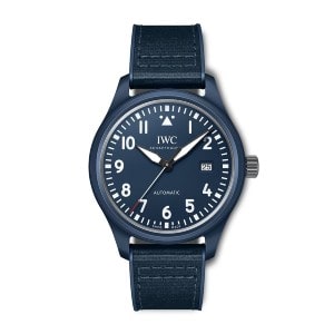 Sport watch by IWC with textile strap and blue case