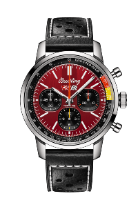 This Breitling Top Time watch features a red dial