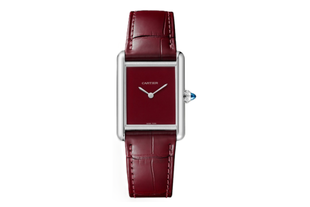 A colorful Cartier Tank watch, available at Hing Wa Lee Jewelers.