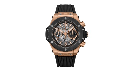 a black and rose gold chronograph watch