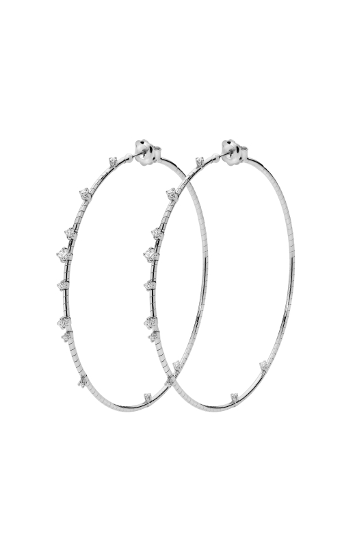 18K White Gold Diamond Hoop Earrings