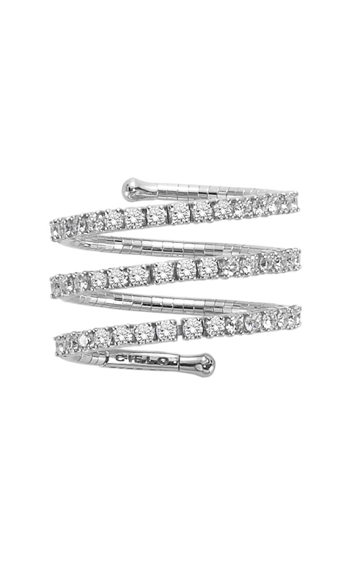 18K White Gold 3 Row Spiral Diamond Tennis Ring