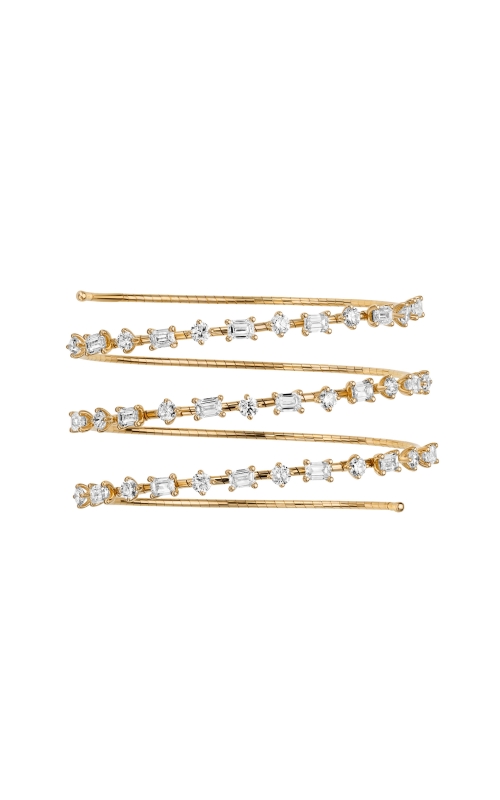 18K Yellow Gold 3 Row Spiral Mix-cut Diamond Bracelet